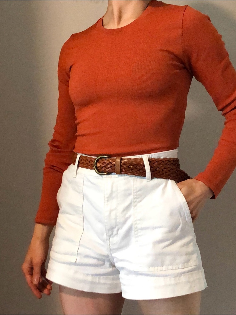 Babaton Rust Long-Sleeve Crewneck Top